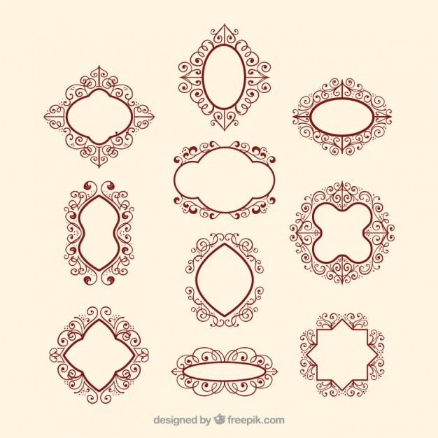 Vector gratuito colección de insignias ornamentales victorianas