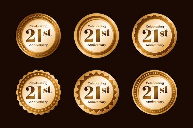 Colección de insignias de oro del 21 aniversario