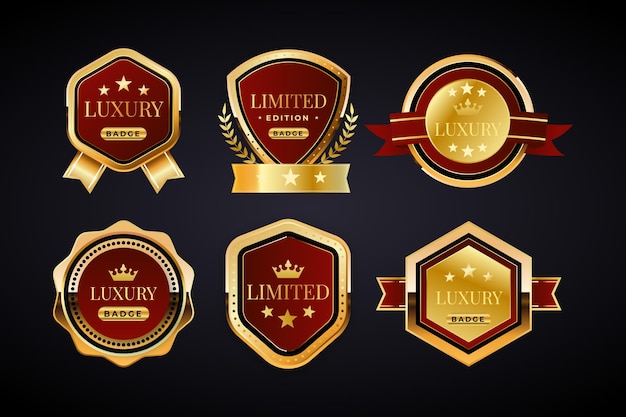 Vector gratuito colección de insignias de oro de lujo.