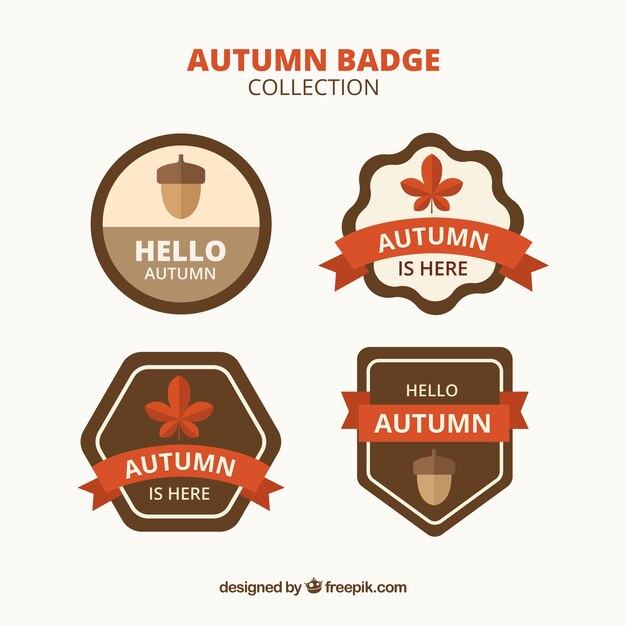 Colección de insignias otoñales dibujadas a mano
