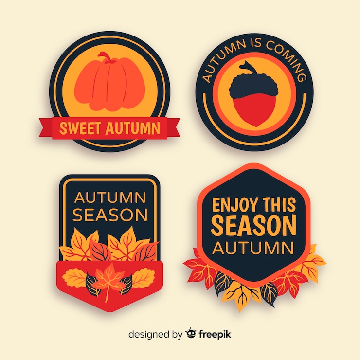 Vector gratuito colección de insignias otoñales dibujadas a mano