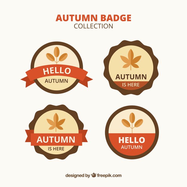 Colección de insignias de otoño dibujadas a mano