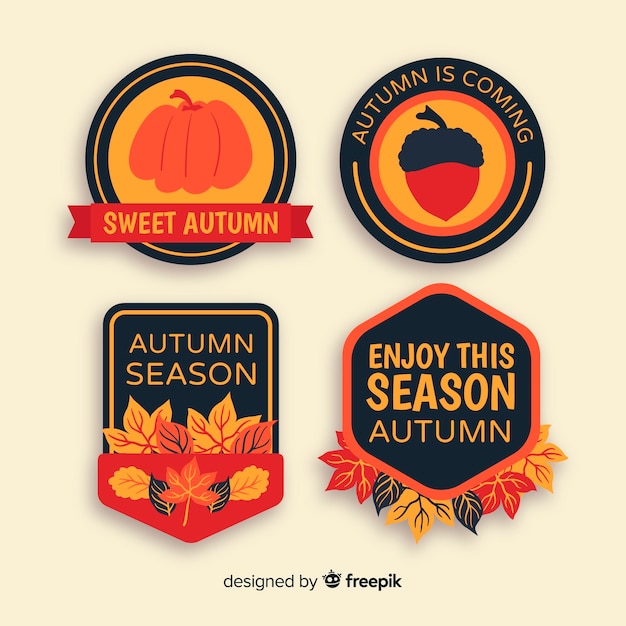 Vector gratuito colección de insignias de otoño dibujadas a mano