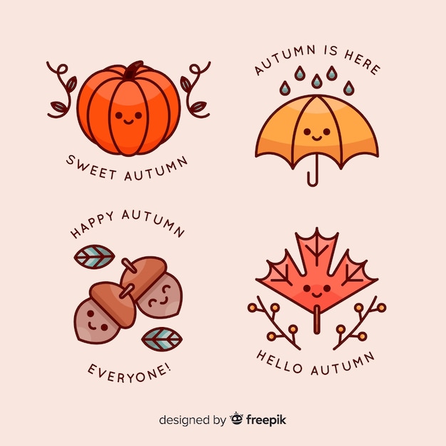 Vector gratuito colección de insignias de otoño dibujados a mano