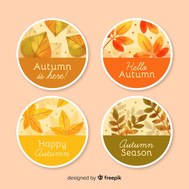 Colección de insignias de otoño diseño acuarela