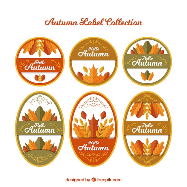 Vector gratuito colección de insignias de otoño con diseño plano
