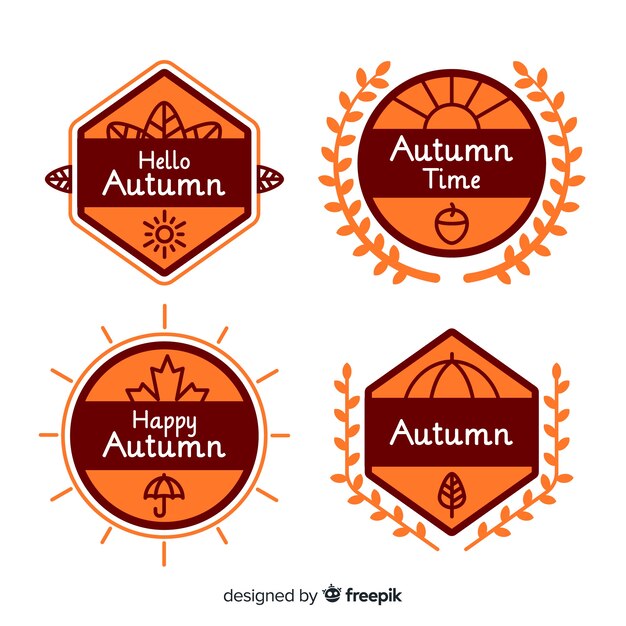 Colección de insignias de otoño en diseño plano