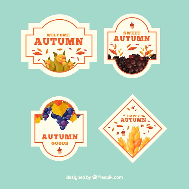 Vector gratuito colección de insignias de otoño con elementos