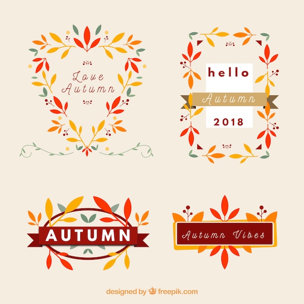 Vector gratuito colección de insignias de otoño con elementos