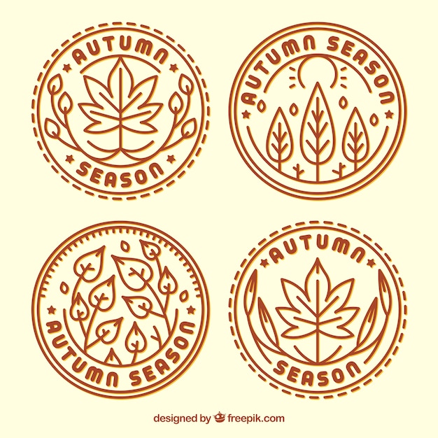 Vector gratuito colección de insignias de otoño con hojas