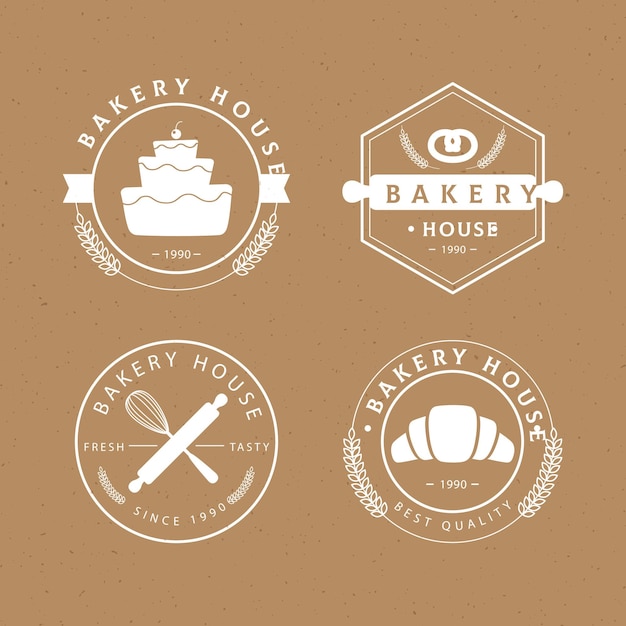 Vector gratuito colección de insignias de panadería retro