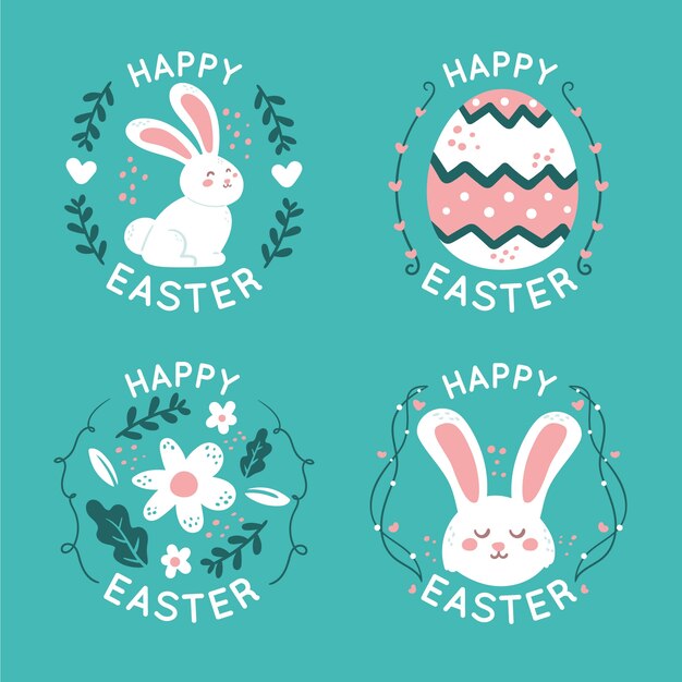 Colección de insignias de pascua dibujadas a mano