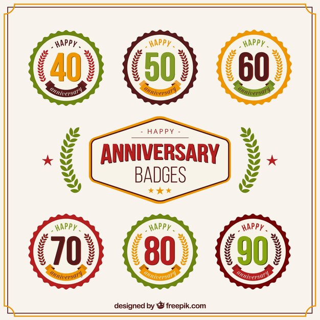Colección de insignias planas de aniversario