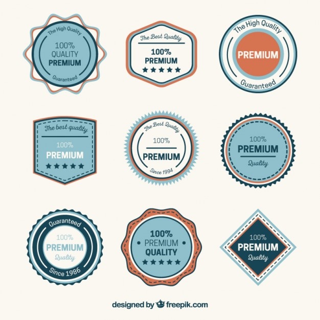 Colección de insignias planas de calidad alta