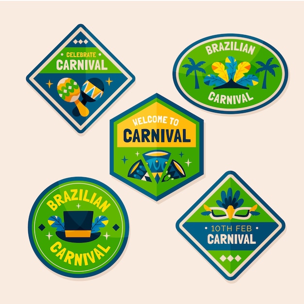 Colección de insignias planas para la celebración del carnaval brasileño