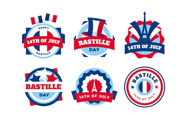 Colección de insignias planas del día de la bastilla