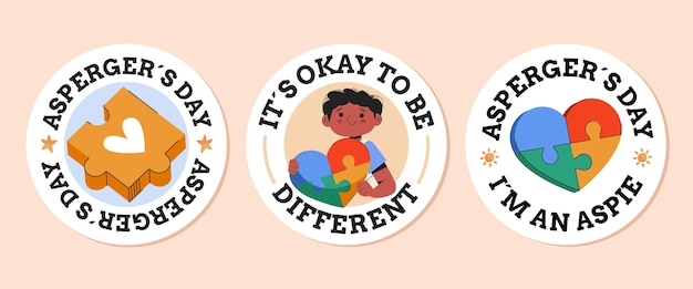 Colección de insignias planas del día internacional de asperger