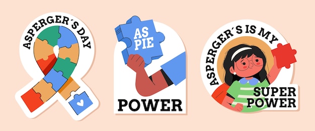 Colección de insignias planas del día internacional de asperger