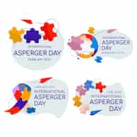 Vector gratuito colección de insignias planas del día internacional de asperger