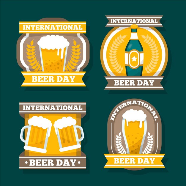 Colección de insignias planas del día internacional de la cerveza