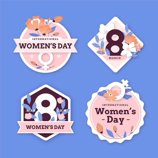 Colección de insignias planas del día internacional de la mujer