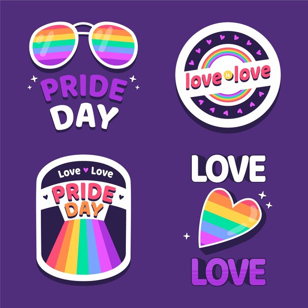 Colección de insignias planas del día del orgullo