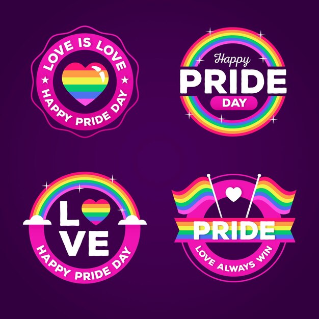 Colección de insignias planas del día del orgullo