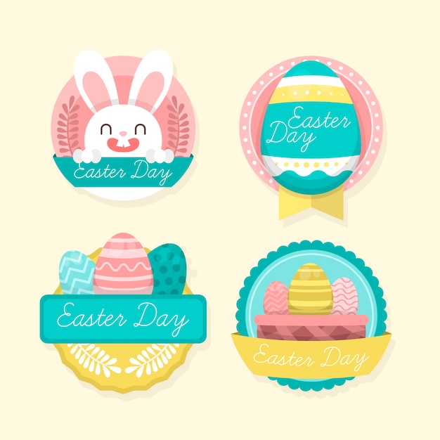 Colección de insignias planas del día de pascua