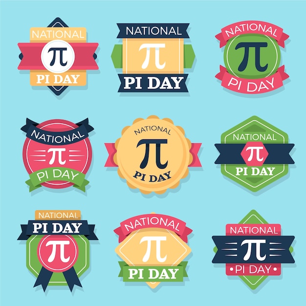 Colección de insignias planas del día pi
