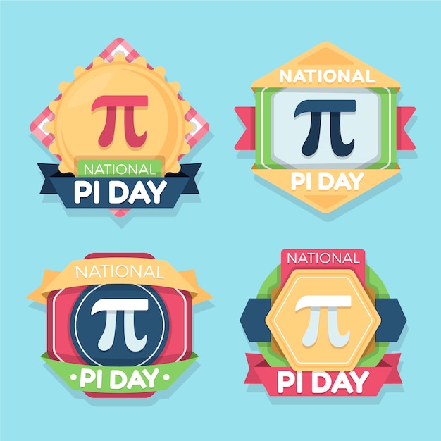 Vector gratuito colección de insignias planas del día pi