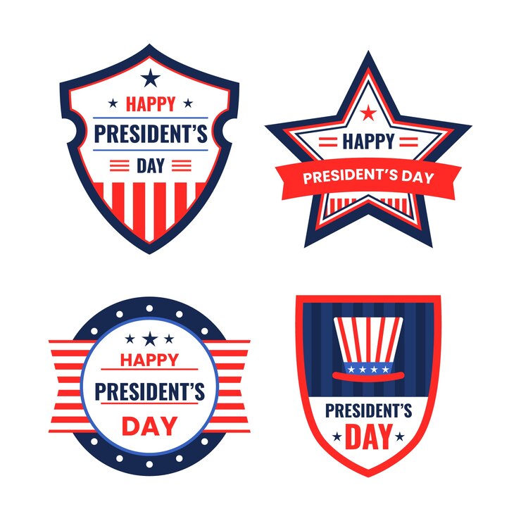 Vector gratuito colección de insignias planas del día de los presidentes