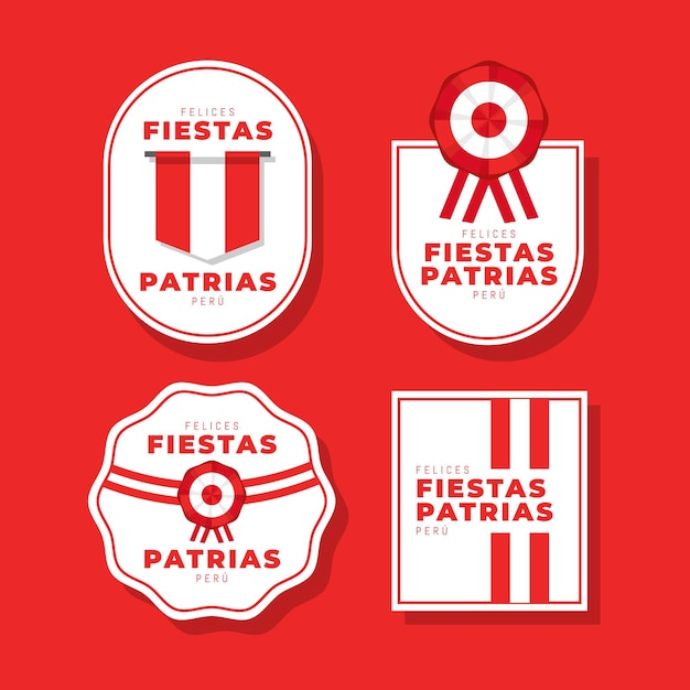 Colección de insignias planas fiestas patrias de peru