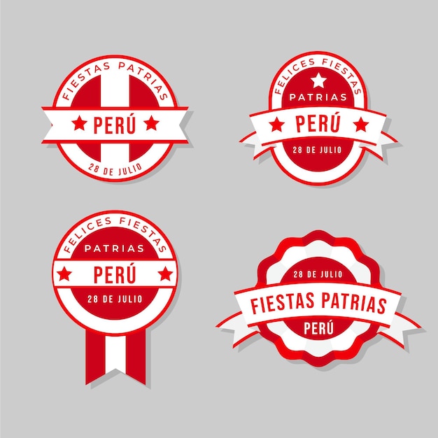 Vector gratuito colección de insignias planas fiestas patrias de peru