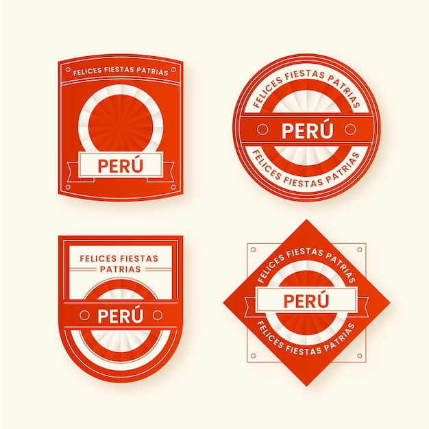 Colección de insignias planas fiestas patrias de peru