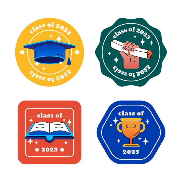 Colección de insignias planas para la graduación de la clase 2023