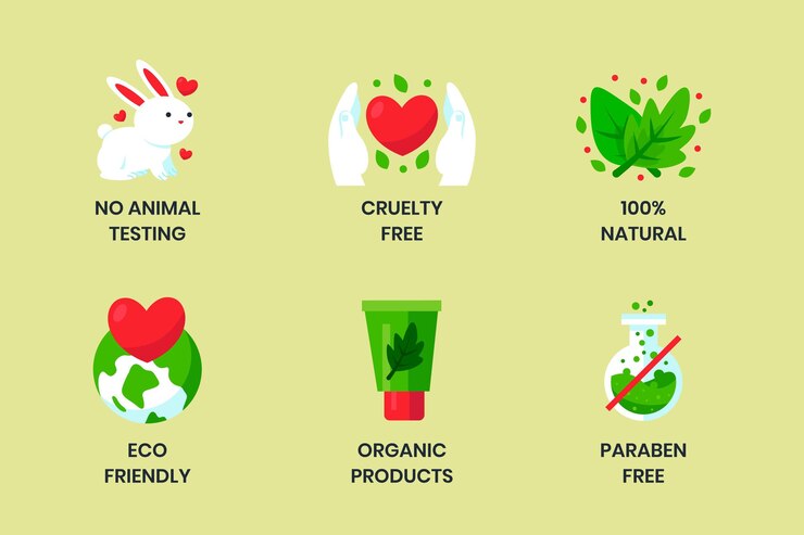 Vector gratuito colección de insignias planas libres de crueldad