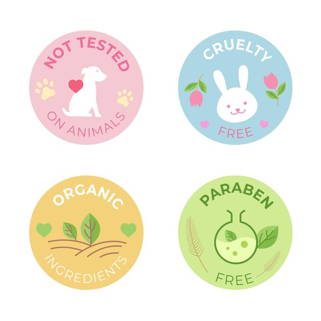 Colección de insignias planas libres de crueldad