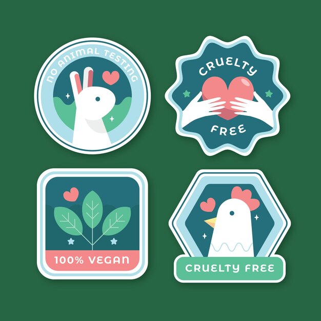 Colección de insignias planas libres de crueldad