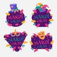 Vector gratuito colección de insignias planas de mardi gras