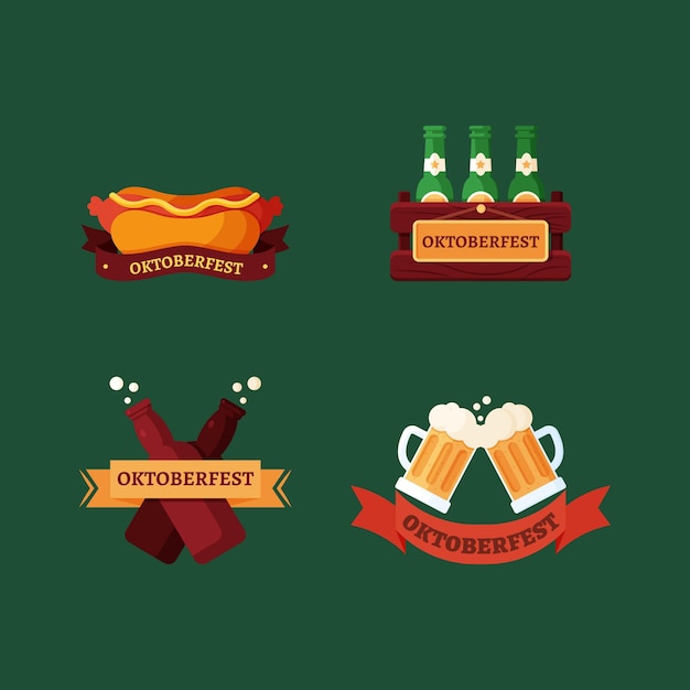 Vector gratuito colección de insignias planas de oktoberfest