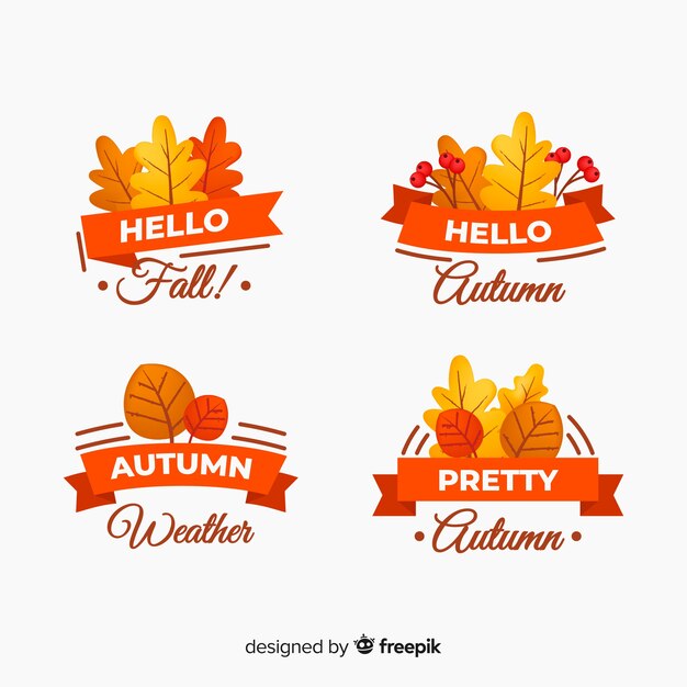 Colección de insignias planas de otoño.