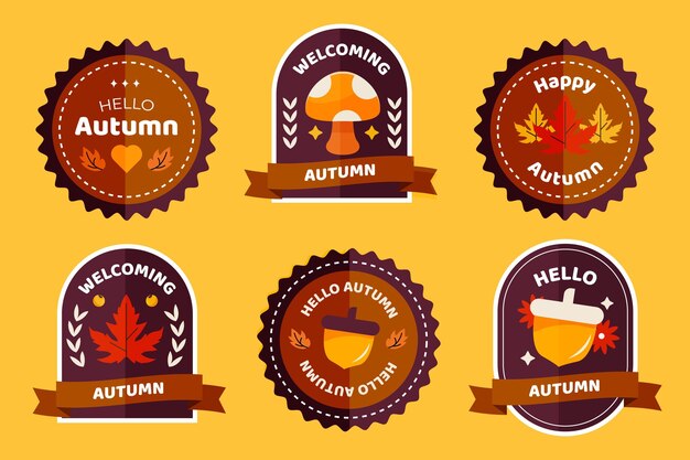 Colección de insignias planas de otoño