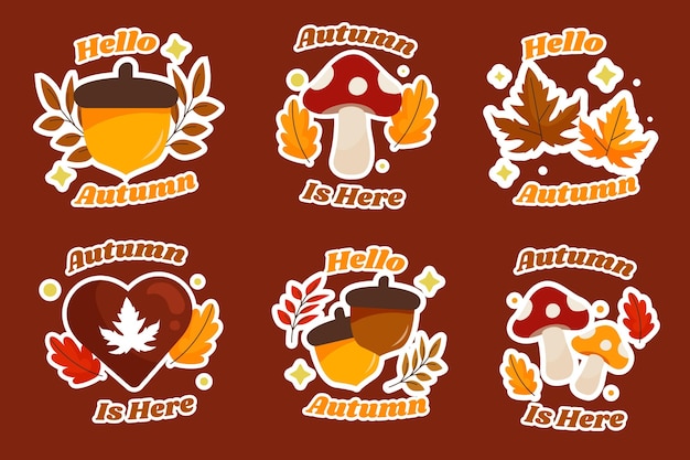 Colección de insignias planas de otoño