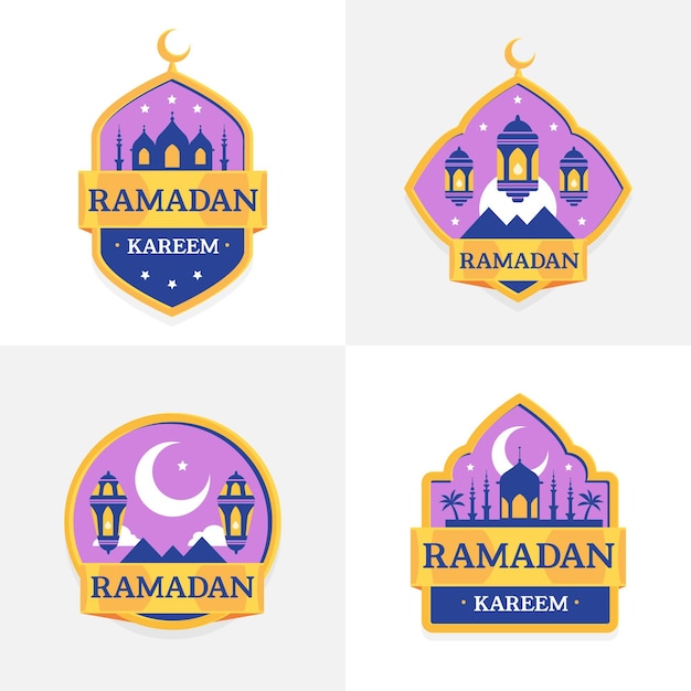 Colección de insignias planas de ramadán