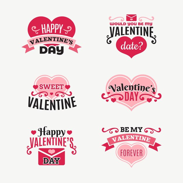 Colección de insignias planas de san valentín
