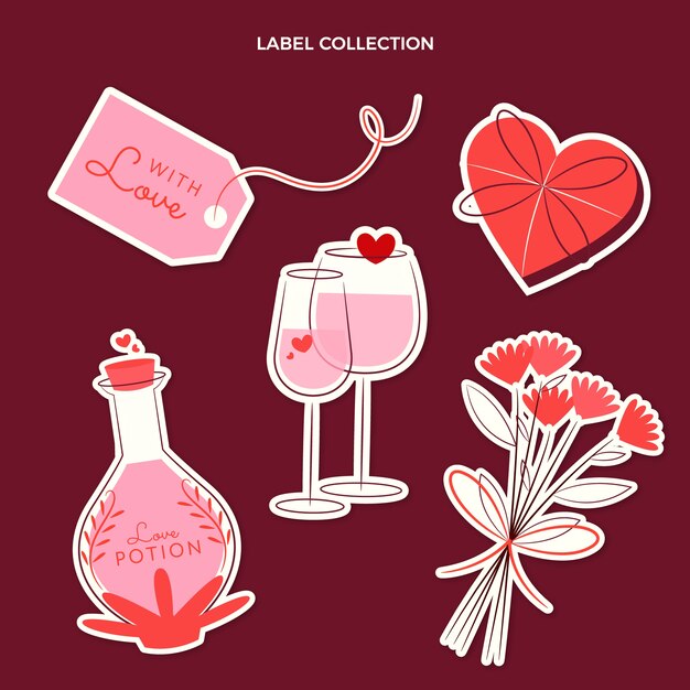 Colección de insignias planas de san valentín