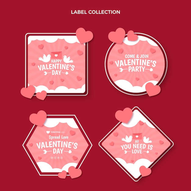 Vector gratuito colección de insignias planas de san valentín