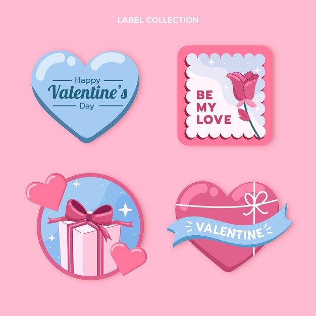 Vector gratuito colección de insignias planas de san valentín