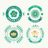 Vector gratuito colección de insignias de primavera en diseño plano