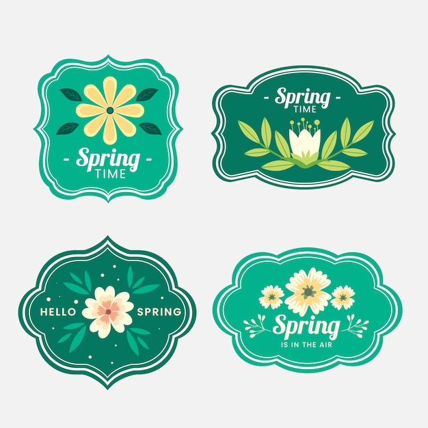 Vector gratuito colección de insignias de primavera en diseño plano